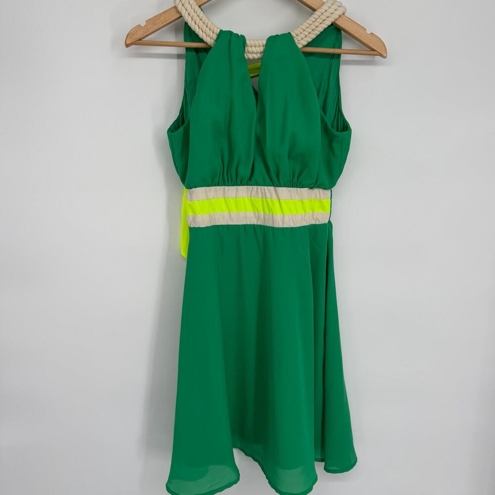 Anthropologie JUDITH MARCH Dress Women’s Small Green Rope Neon Nautical Romantic